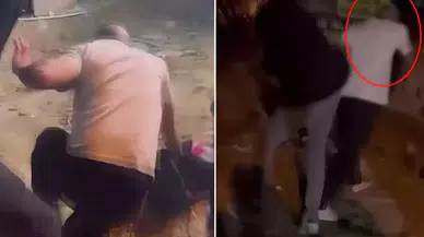 Kadını darp eden şahsa çevredeki vatandaşlardan meydan dayağı