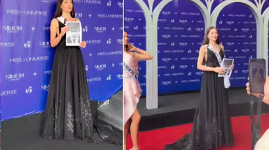 Miss Universe Türkiye Ceren Arslan siyahlara büründü, Atatürk'ün portresiyle yürüdü