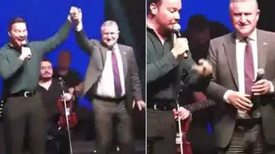 Bakan Osman Aşkın Bak, ünlü şarkıcı ile sahnede şarkı söyledi
