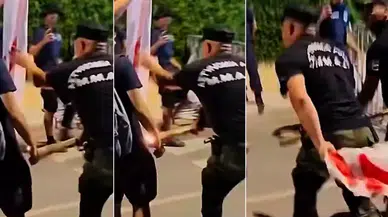 Rum Kesimi'nde çirkin provokasyon! KKTC bayrağını yakma girişimini Rum polisi engelledi