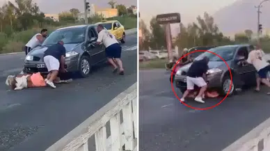 Dehşet verici görüntüler: Turiste önce çarptı sonra arabanın altına aldı