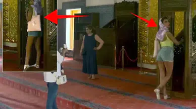 Tarihi camide tartışma yaratan görüntü