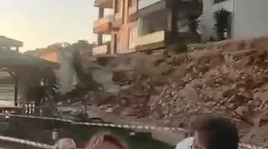 Yeni sitenin istinat duvarı böyle çöktü