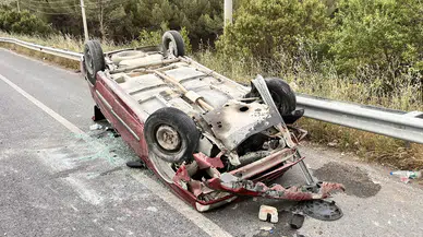 Manisa'da otomobil takla attı: 2 yaralı