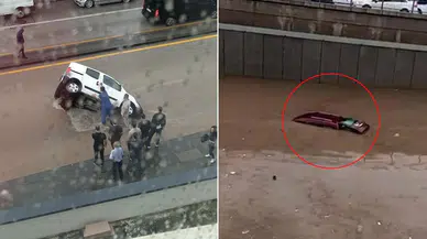 Sağanak yağış Ankara'yı vurdu: Yol çöoktü, trafik felç oldu
