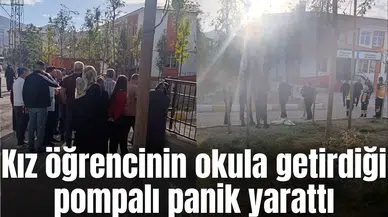 Kız öğrencinin okula getirdiği pompalı panik yarattı