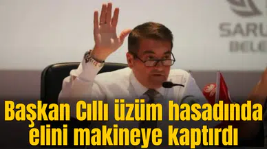 Manisa Saruhanlı Belediye Başkanı Ekrem Cıllı üzüm hasadında elini makineye kaptırdı
