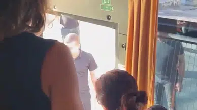 Otobüsün önünü kesip sağlık personellerine dehşeti yaşattılar