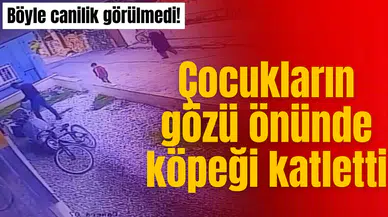 Böyle canilik görülmedi! Çocukların gözü önünde köpeği katletti