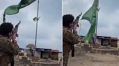 Suriye'de tarihi an! Bayrağı silahla vurarak düşürdü