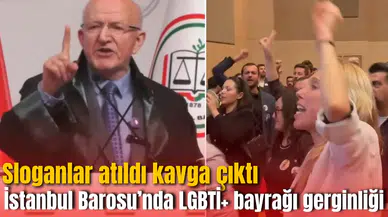 İstanbul Barosu’nda LGBTİ+ bayrağı gerginliği: Sloganlar atıldı kavga çıktı