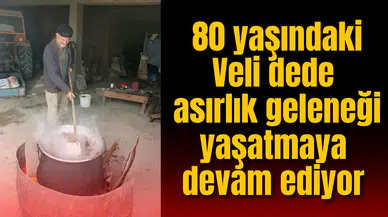 80 yaşındaki Veli dede asırlık pekmez geleneğini yaşatmaya devam ediyor