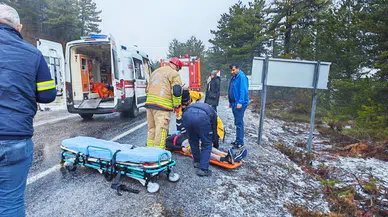 Kontrolden çıkan araç levhaya çarparak durabildi