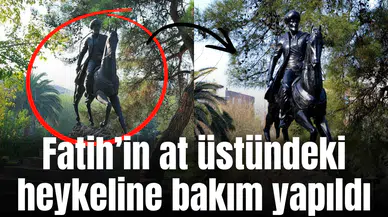 Fatih Sultan Mehmet'in at üzerindeki heykeli boyandı