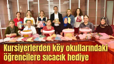 Kursiyerler tarafından ilmek ilmek örülen bereler köy okullarında dağıtılacak
