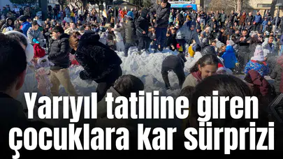 Yarıyıl tatiline giren çocuklara kar sürprizi