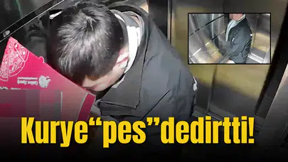 Kurye pes dedirtti: Önce pizzanın malzemelerini yedi sonra asansöre tuvaletini yaptı