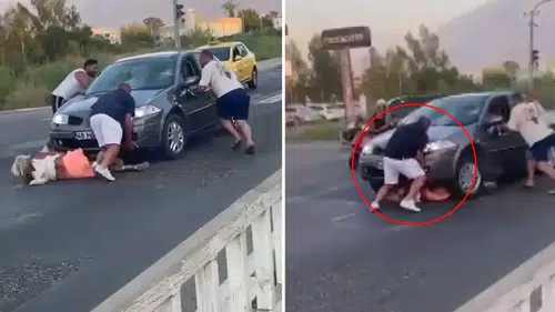 Dehşet verici görüntüler: Turiste önce çarptı sonra arabanın altına aldı