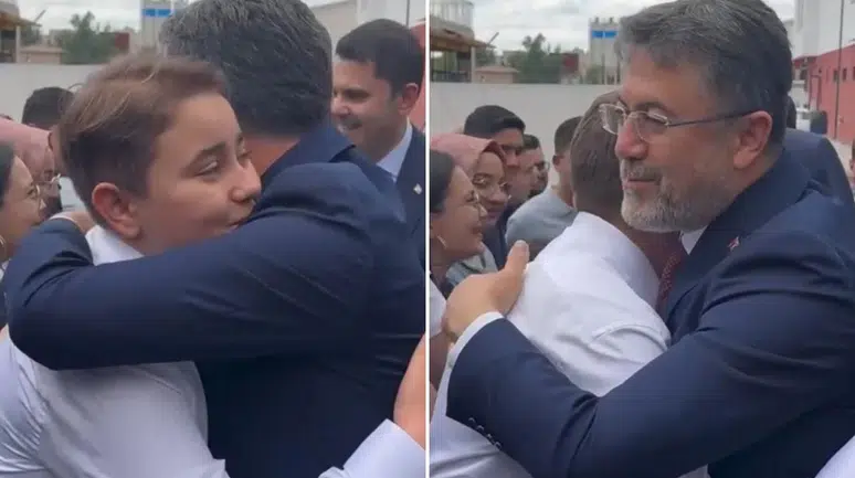Bakan çocuğun takımını duyunca bir daha sarıldı