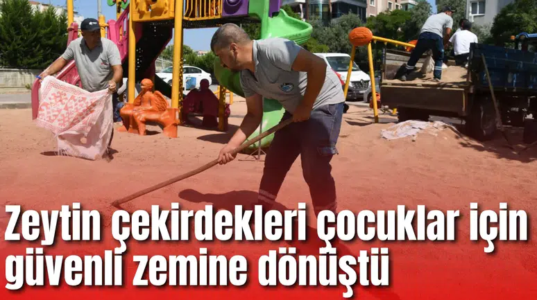 Zeytin çekirdekleri çocuklar için güvenli zemine dönüştü