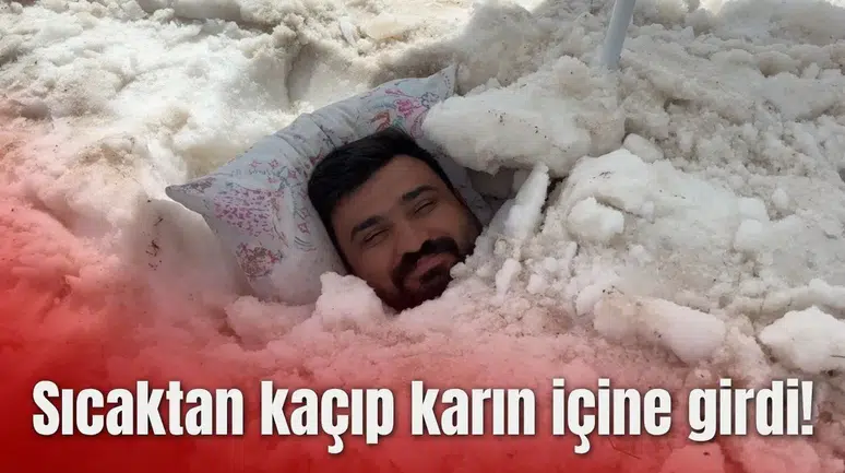 Sıcaktan kaçıp karın içine girdi!
