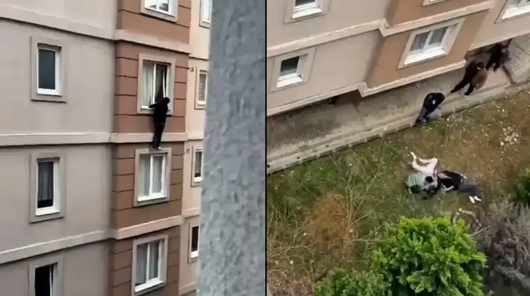 Evde basılan gençler 4. kattan aşağı atladı