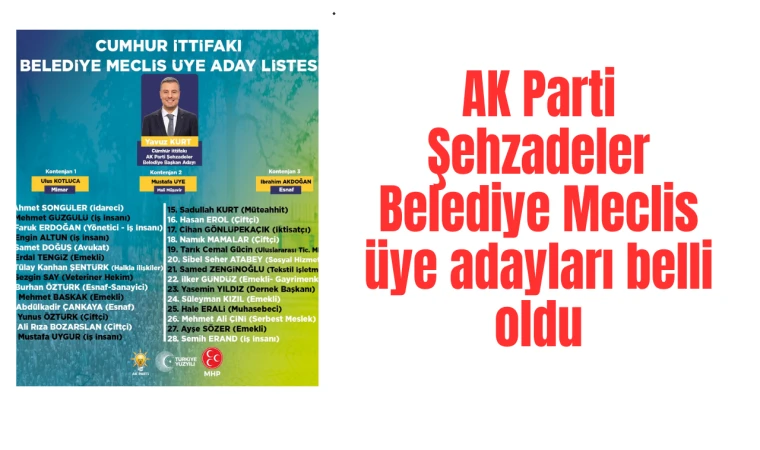 AK Parti Şehzadeler Belediye Meclis üye adayları belli oldu 