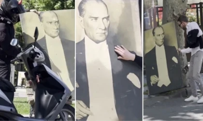 Atatürk portresini farklı noktalara bıraktılar! Halkın tepkisi bakın ne oldu
