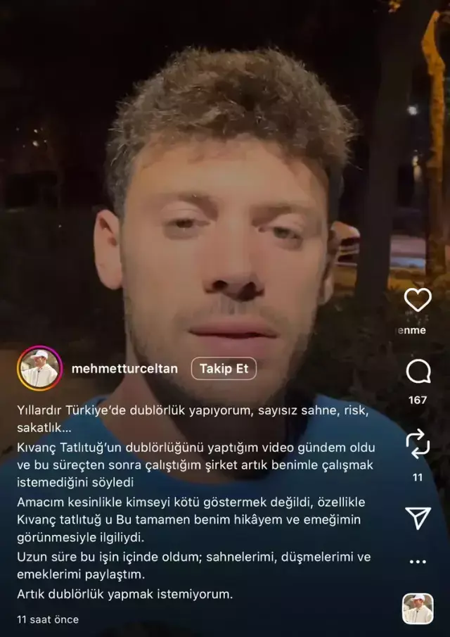 Kıvanç Tatlıtuğ'dan dublör açıklaması