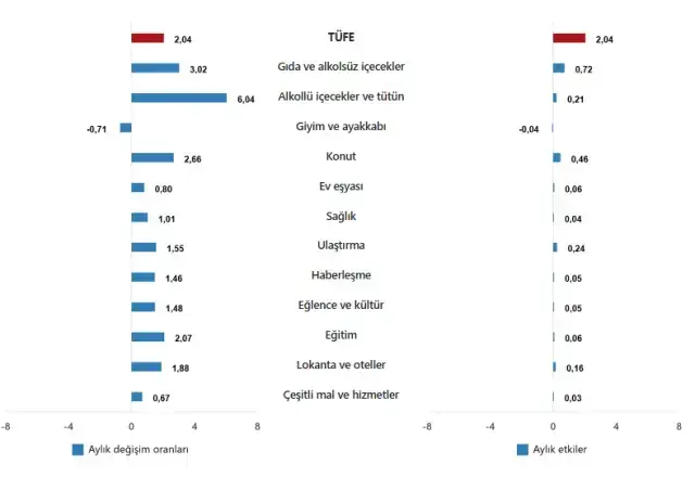 Enflasyon ağustos ayında yüzde 2,04 arttı, yıllık bazda yüzde 32,95 oldu