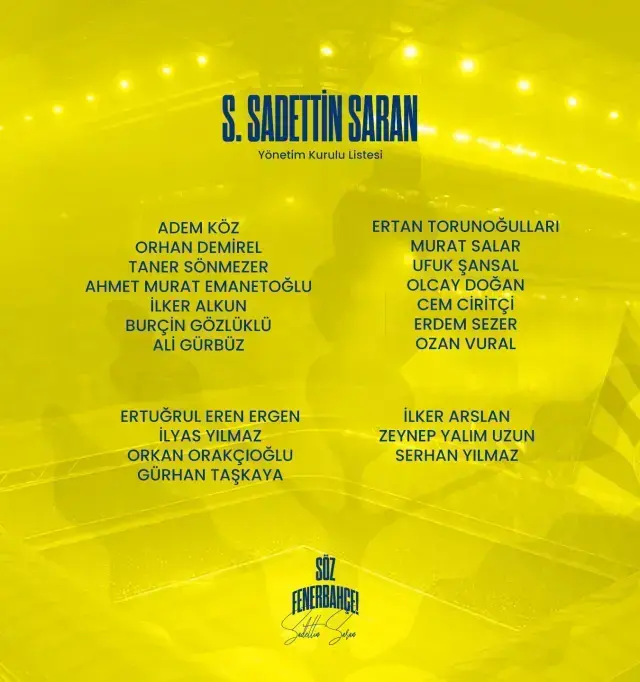 Fenerbahçe seçime gidiyor! İşte Ali Koç ve Sadettin Saran'ın A takımı