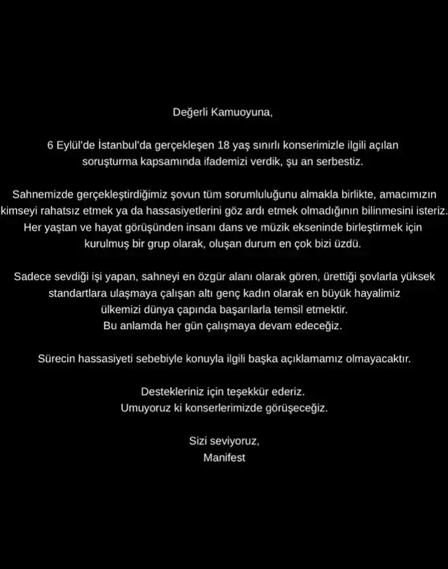 Savcılık soruşturmasının ardından Manifest'ten ilk açıklama