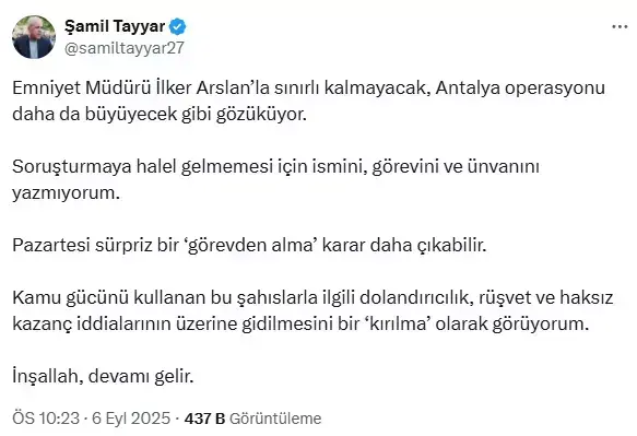 AK Partili Tayyar: Pazartesi sürpriz bir 'görevden alma' kararı çıkabilir