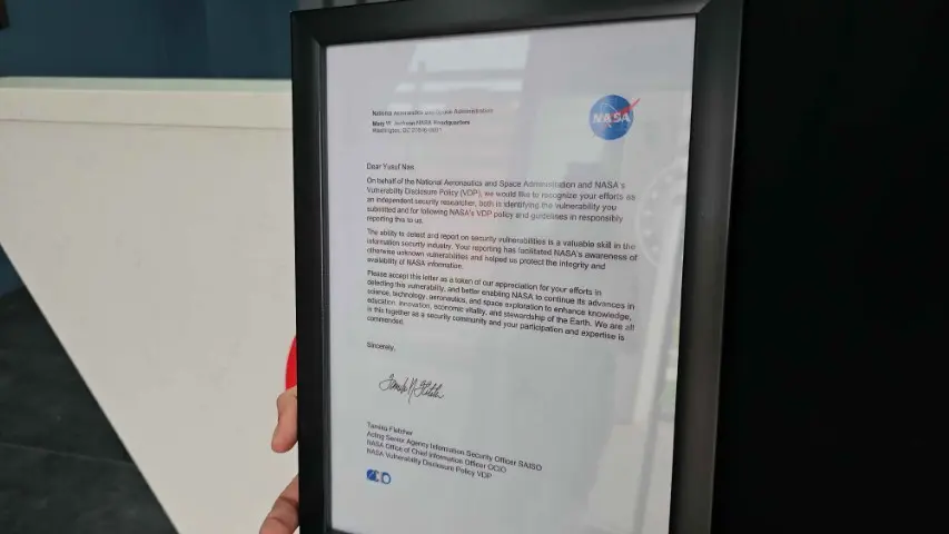 NASA’nın güvenlik açığını tespit eden öğrenciye takdir mektubu