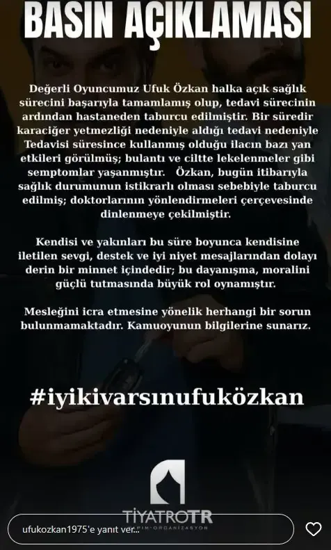 Ufuk Özkan'ın hastaneye kaldırılma nedeni belli oldu