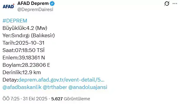 Balıkesir'de bir korkutan deprem daha! Çevre illerde de büyük panik yaşandı