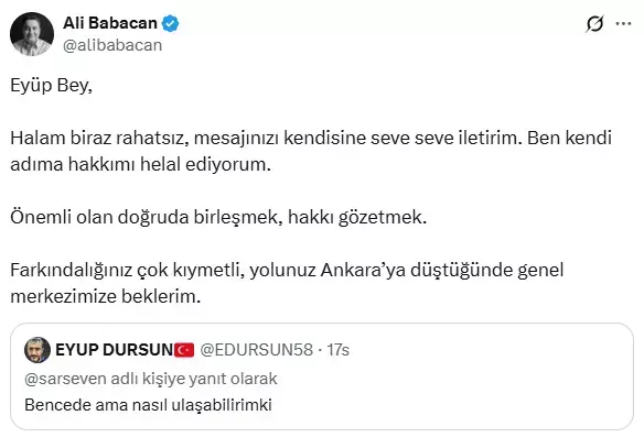 Babacan kendisinden helallik isteyen gence verdiği yanıtla büyük takdir topladı