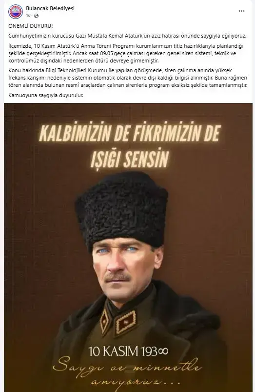 Giresun'un Bulancak ilçesinde siren çalmadı! Belediye tepkiler sonrası açıklama yaptı