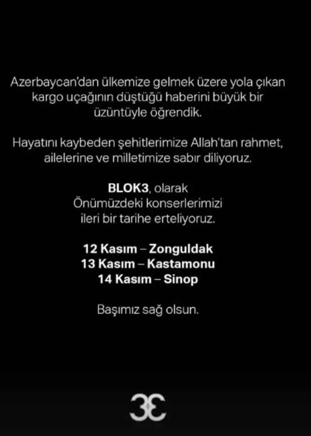 Blok3 acı haberi duyunca konserlerini iptal etti: Milletimizin başı sağ olsun