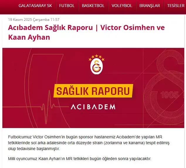 Galatasaray'a kötü haber! Osimhen'in MR sonucu belli oldu