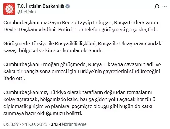 Erdoğan ile Putin telefonda görüştü! İşte zirveye damga vuran mesaj