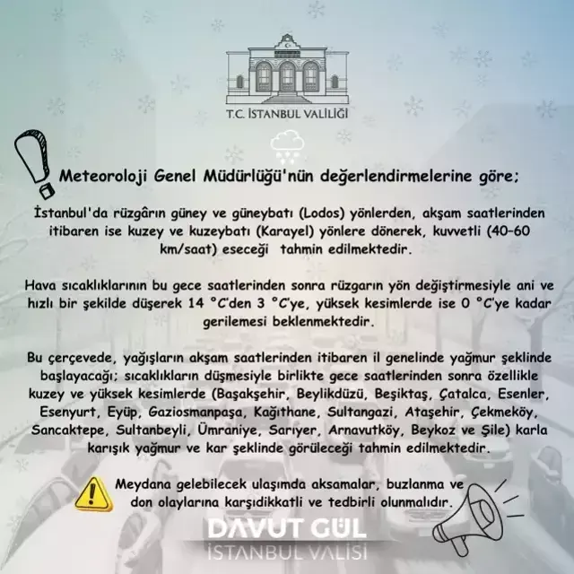 Valilik tarih verdi! İstanbul'un 19 ilçesine kar yağacak