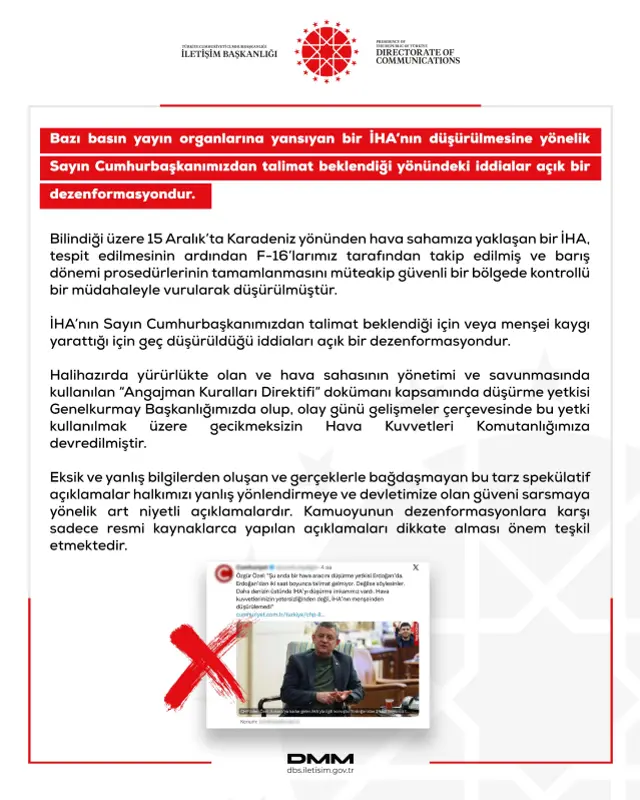 Özel'in İHA iddiası gündem yarattı, Cumhurbaşkanlığından yanıt gecikmedi