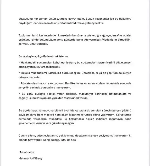 Tutuklanan Mehmet Akif Ersoy'dan ilk açıklama