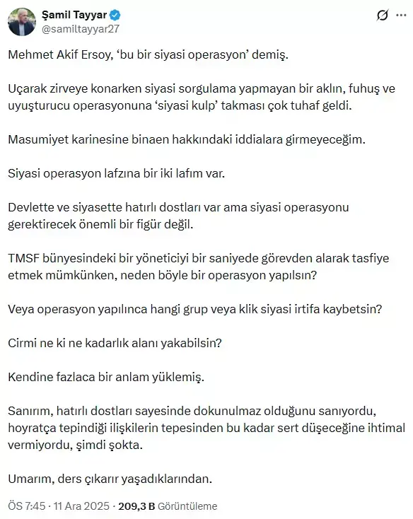 Ersoy'un 'Çok net bir siyasi operasyon' ifadesi AK Partili ismi küplere bindirdi