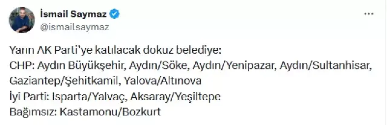 Cumhurbaşkanı Erdoğan işareti verdi! İşte AK Parti'ye geçeceği iddia edilen 9 belediye başkanı