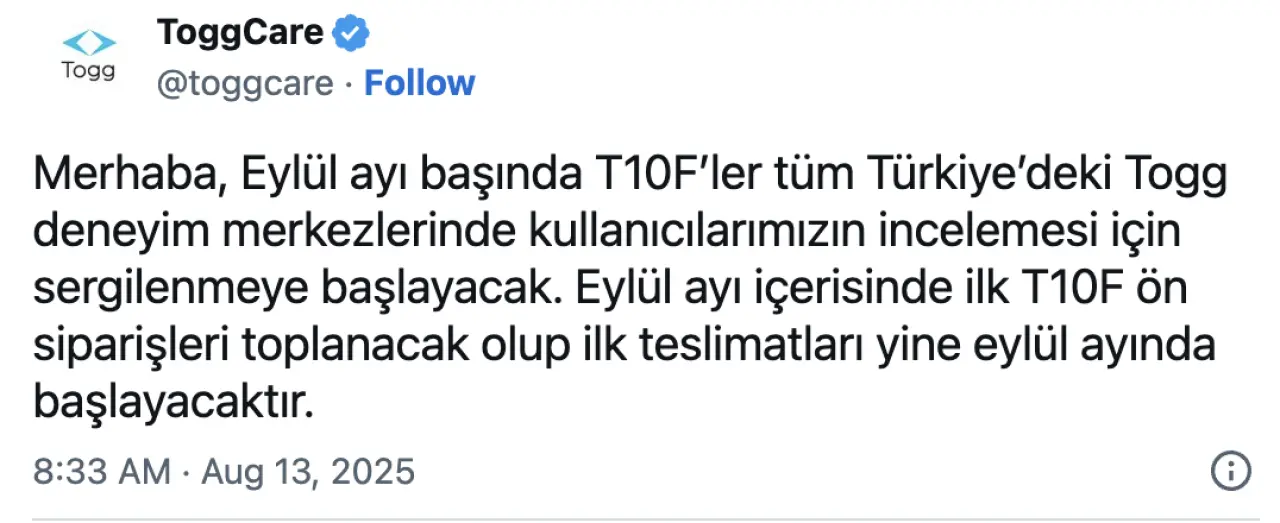 Togg'dan açıklama geldi, tarih belli oldu: Togg T10F ne zaman çıkacak?  -1