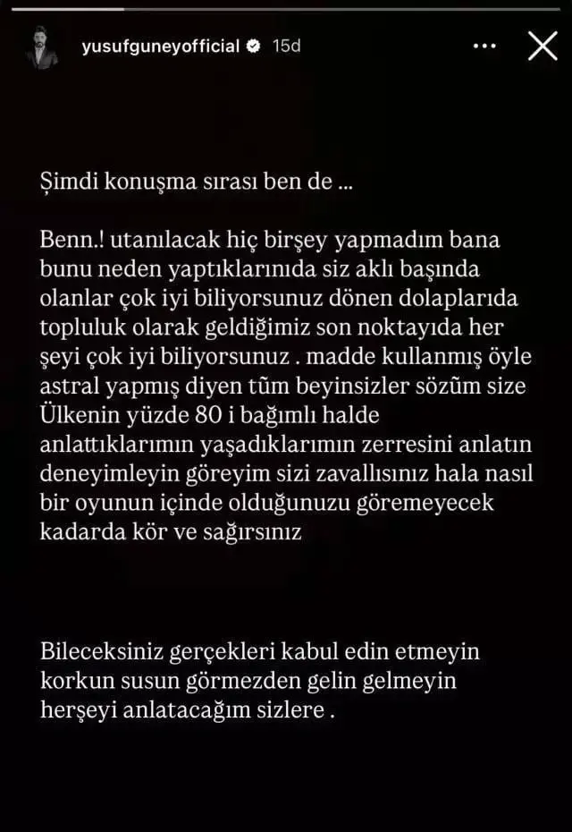 Uyuşturucu testi pozitif çıkan Yusuf Güney'den ilk açıklama