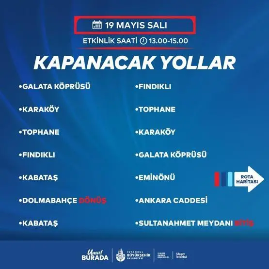 19 MAYIS TRAFİĞE KAPATILACAK YOLLAR 2026: Yarın İstanbulda Hangi Yollar Kapalı